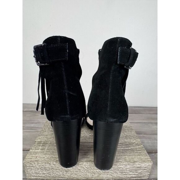 House of Harlow Mason black suede fringe heels sandals Size 10 - Picture 6 of 13